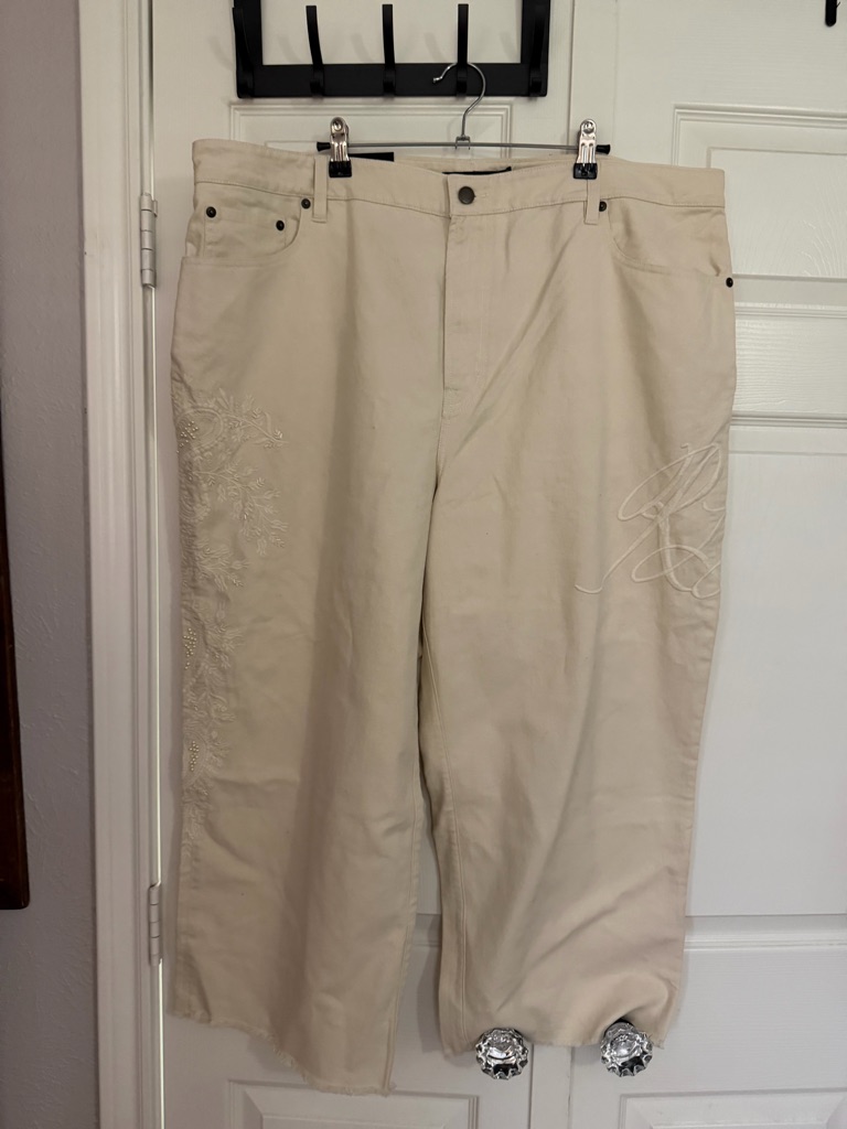 Lauren Ralph Lauren Embroidered Beige Jeans Nwt Size 18w